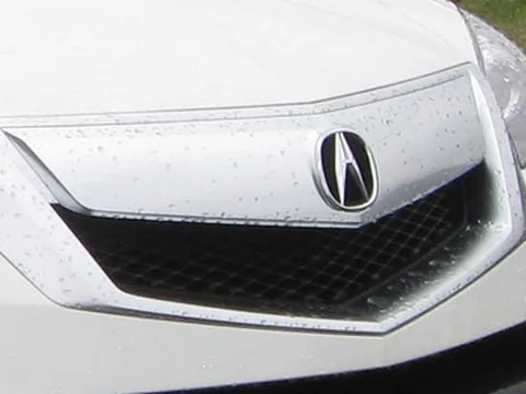 Badge, grille and paint close-up, your photo
