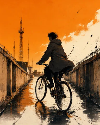 Rain avenue cyclist