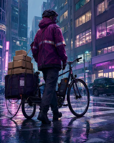 Midnight cargo cyclist