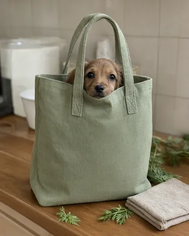 The grocery tote puppy