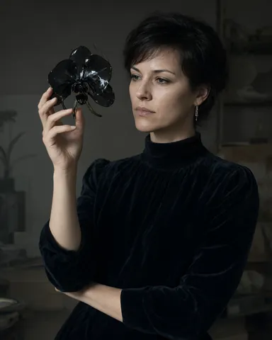 Black glass orchid